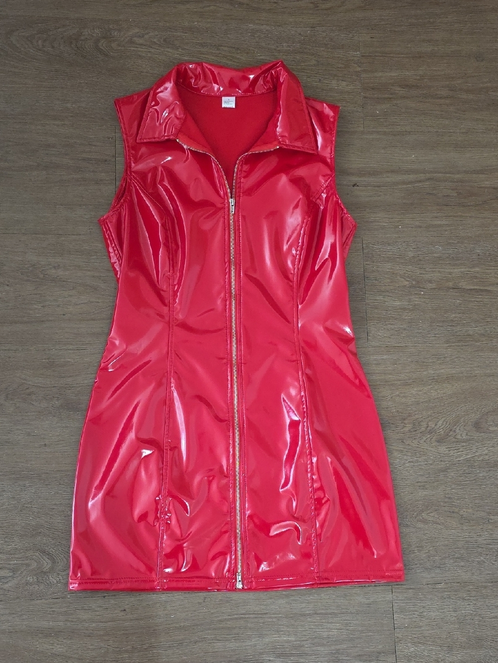 Shiny Red Zip-Up Dress